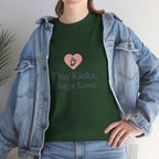 Unisex Heavy Cotton Tee - Tiny Kicks, Huge Love, Baby Shower Gift, Parenting Shirt, Cute Maternity Wear, New Mom Gift, Casual Everyday Tee