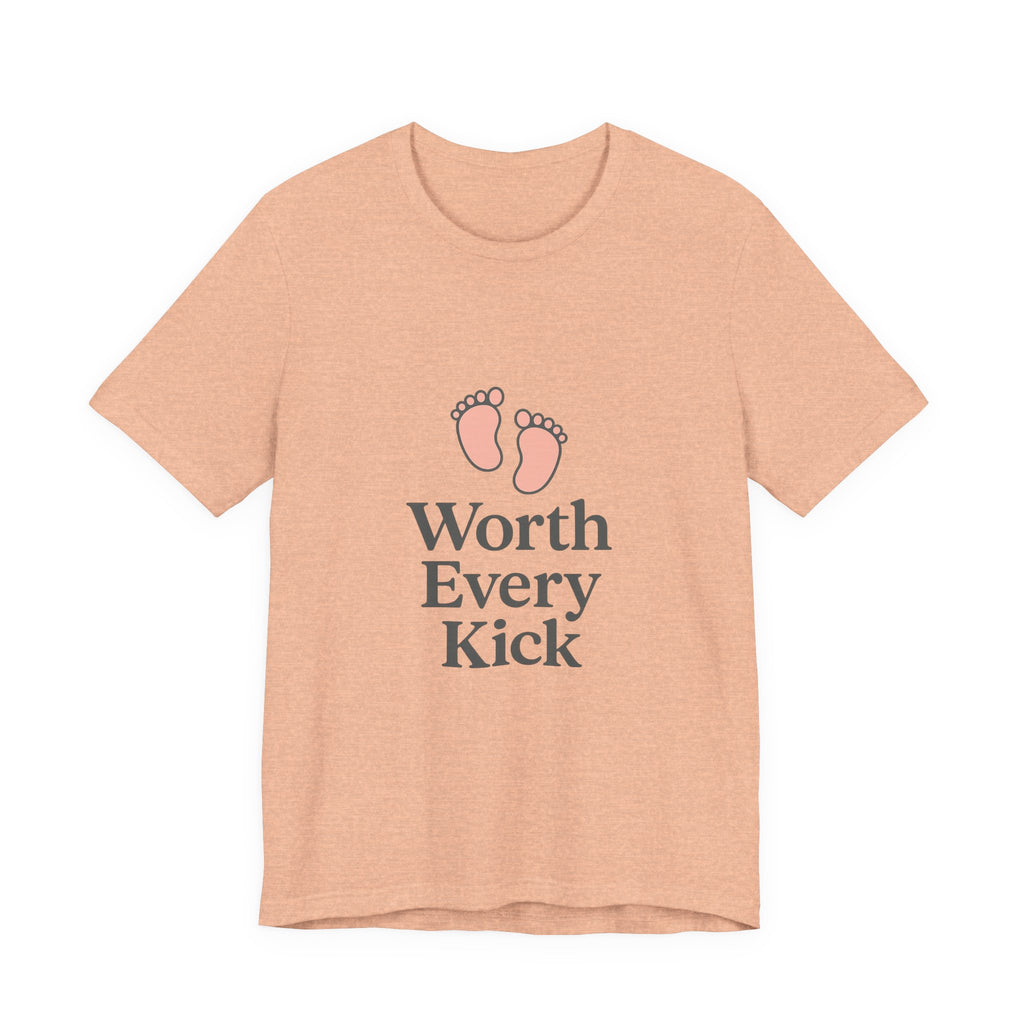 Cute Baby Footprints Tee | Worth Every Kick T-Shirt, Gift for New Parents, Baby Shower, Family Reunion, Unisex Casual Wear