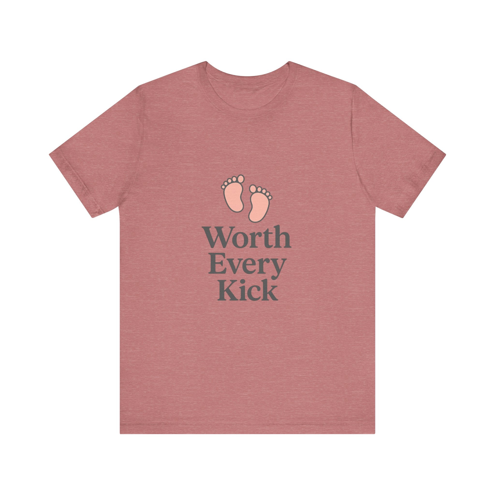 Cute Baby Footprints Tee | Worth Every Kick T-Shirt, Gift for New Parents, Baby Shower, Family Reunion, Unisex Casual Wear