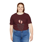 Cute Baby Footprints Tee | Worth Every Kick T-Shirt, Gift for New Parents, Baby Shower, Family Reunion, Unisex Casual Wear