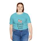 Cute Baby Footprints Tee | Worth Every Kick T-Shirt, Gift for New Parents, Baby Shower, Family Reunion, Unisex Casual Wear