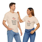 Cute Baby Footprints Tee | Worth Every Kick T-Shirt, Gift for New Parents, Baby Shower, Family Reunion, Unisex Casual Wear