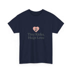 Unisex Heavy Cotton Tee - Tiny Kicks, Huge Love, Baby Shower Gift, Parenting Shirt, Cute Maternity Wear, New Mom Gift, Casual Everyday Tee