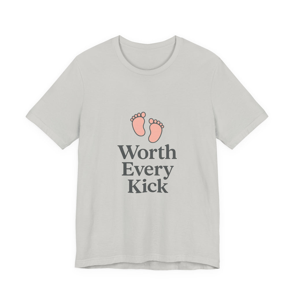 Cute Baby Footprints Tee | Worth Every Kick T-Shirt, Gift for New Parents, Baby Shower, Family Reunion, Unisex Casual Wear