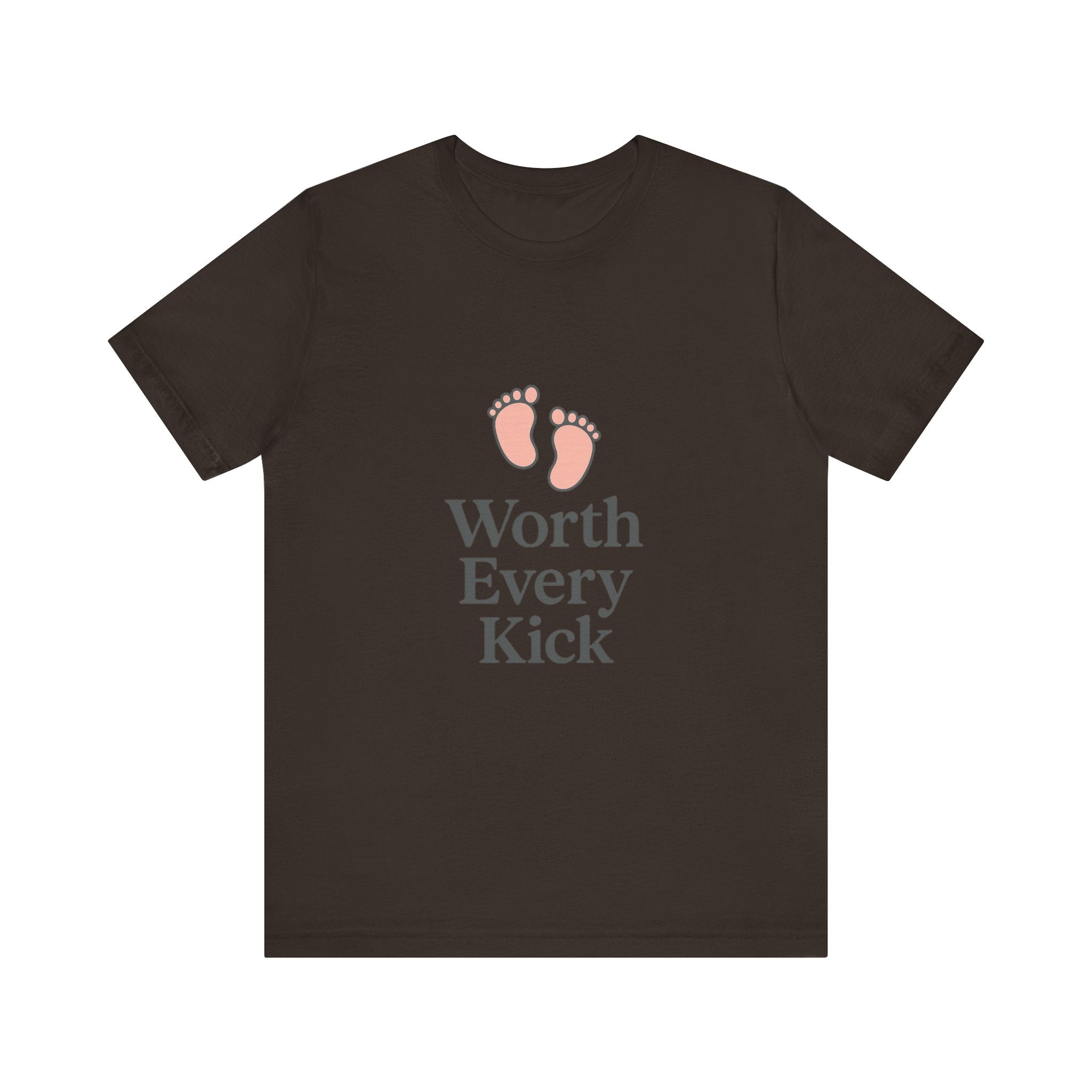 Cute Baby Footprints Tee | Worth Every Kick T-Shirt, Gift for New Parents, Baby Shower, Family Reunion, Unisex Casual Wear